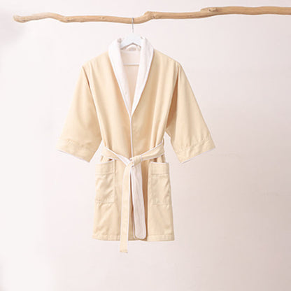 Minimalistischer, einfarbiger Kinderbademantel mit Tasche - Gelb - XL - image 6