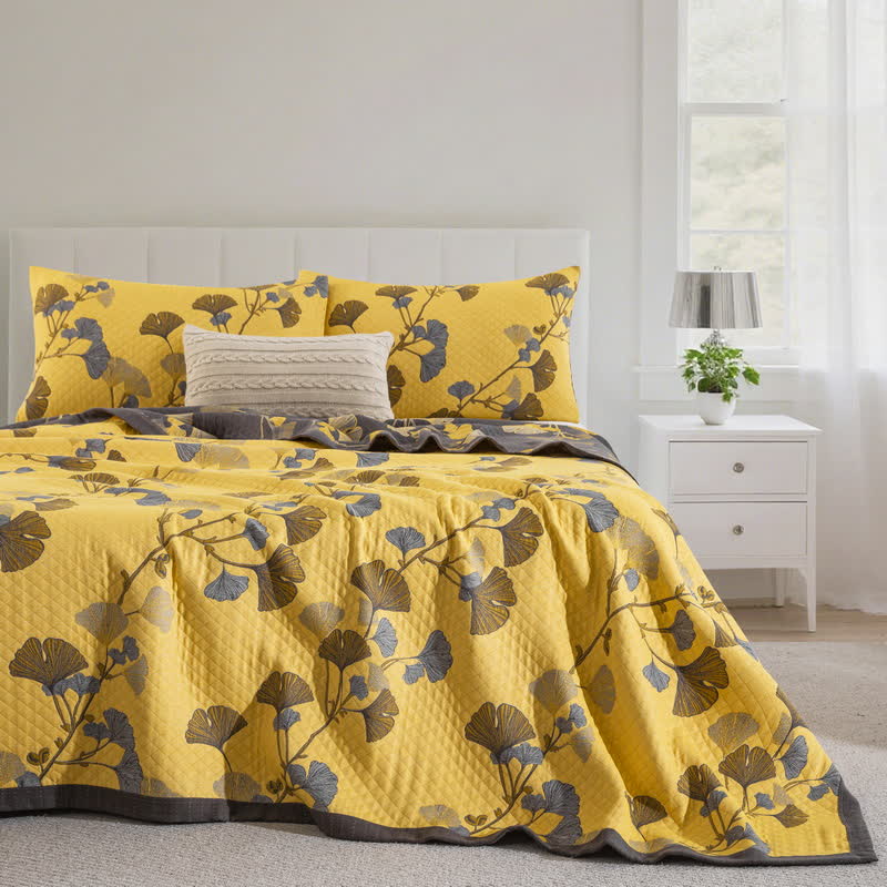 Wendbare Tagesdecke aus Bio-Baumwolle mit Ginkgo-Blatt - image 19