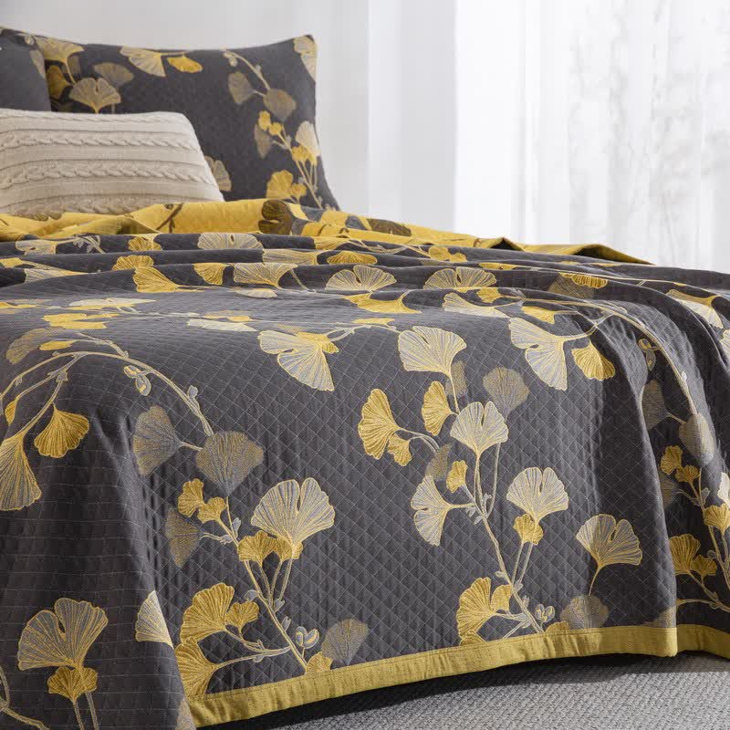Wendbare Tagesdecke aus Bio-Baumwolle mit Ginkgo-Blatt - image 30
