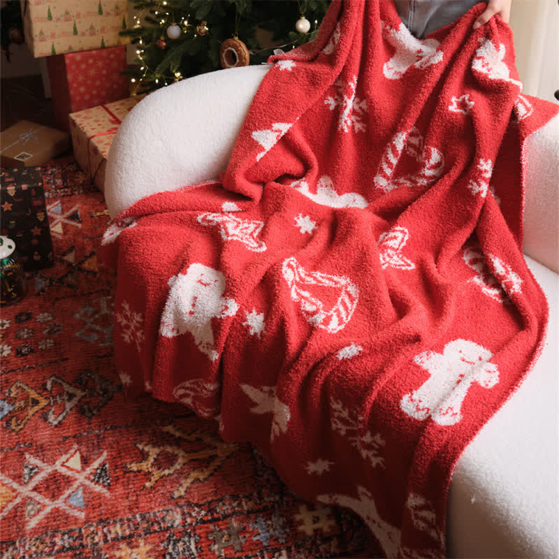 Weihnachts-Lebkuchenmann-Strickdecke - 130cm x 160cm - image 0
