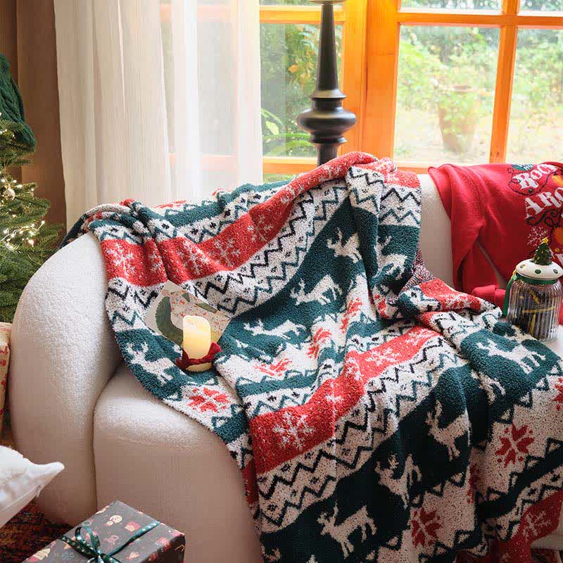 Weihnachtsdecke mit Rentiermotiv im Fair-Isle-Stil - image 1