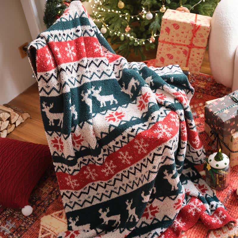 Weihnachtsdecke mit Rentiermotiv im Fair-Isle-Stil - image 2