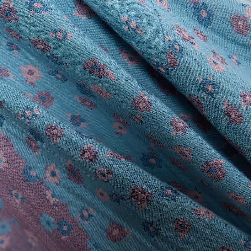 Rustikaler Kimono-Bademantel aus Baumwolle mit floralem Jacquardmuster - image 5