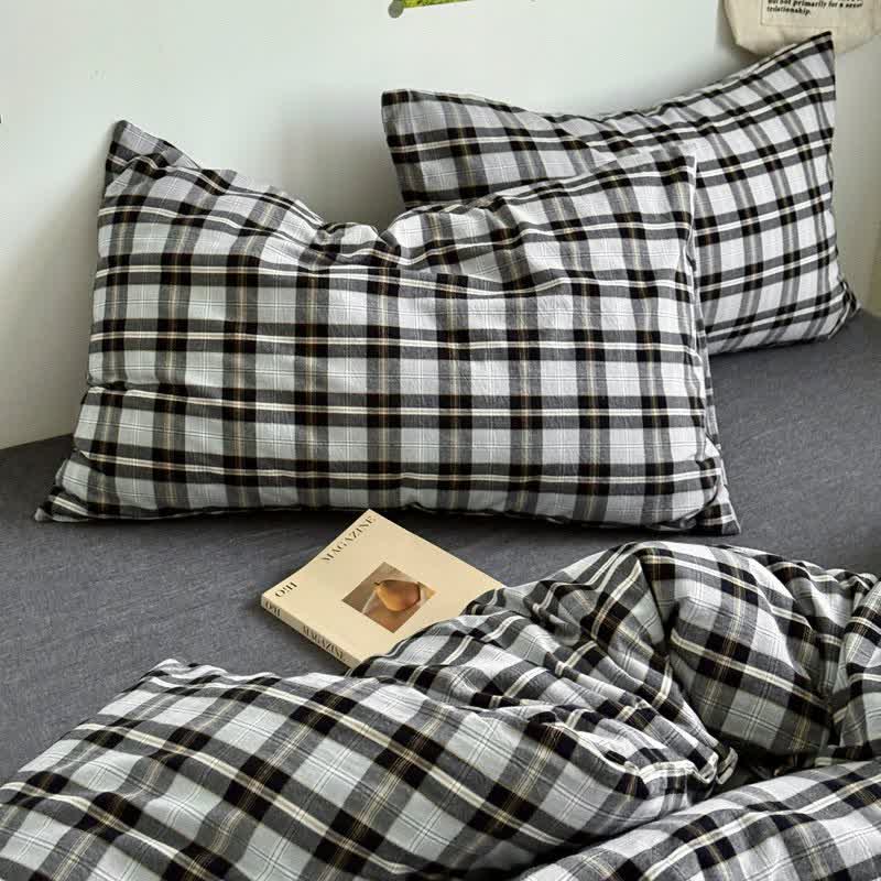 Klassisches kariertes Baumwoll-Bettwäscheset - image 9