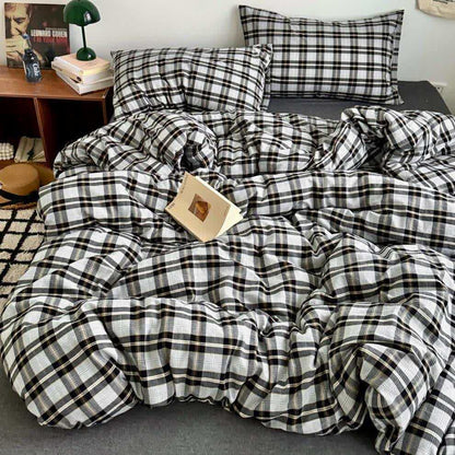 Klassisches kariertes Baumwoll-Bettwäscheset - image 1