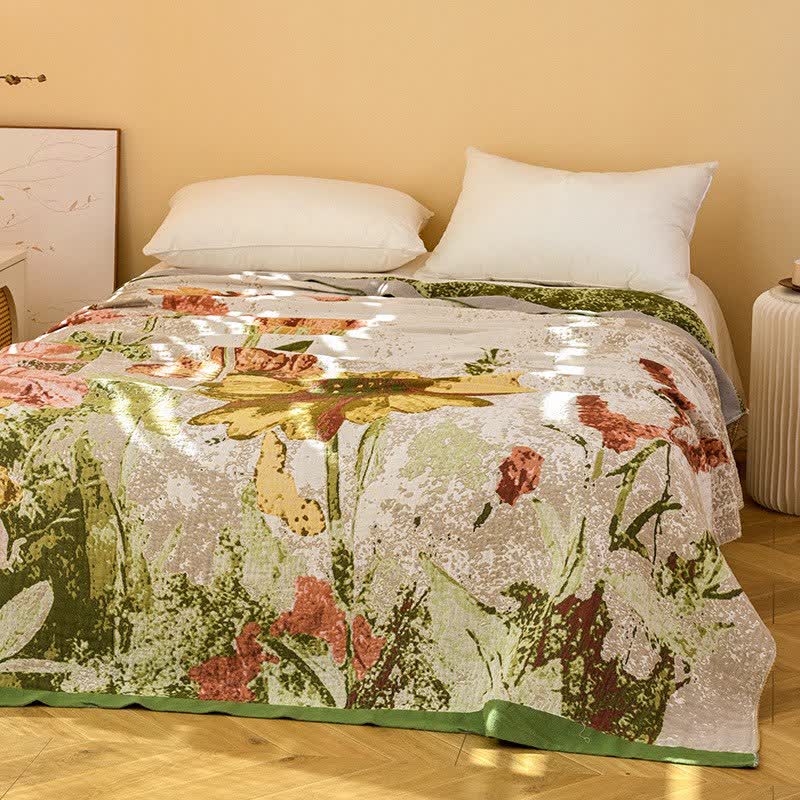Ownkoti Impressionist Floral Jacquard Baumwollgaze-Steppdecke - image 2