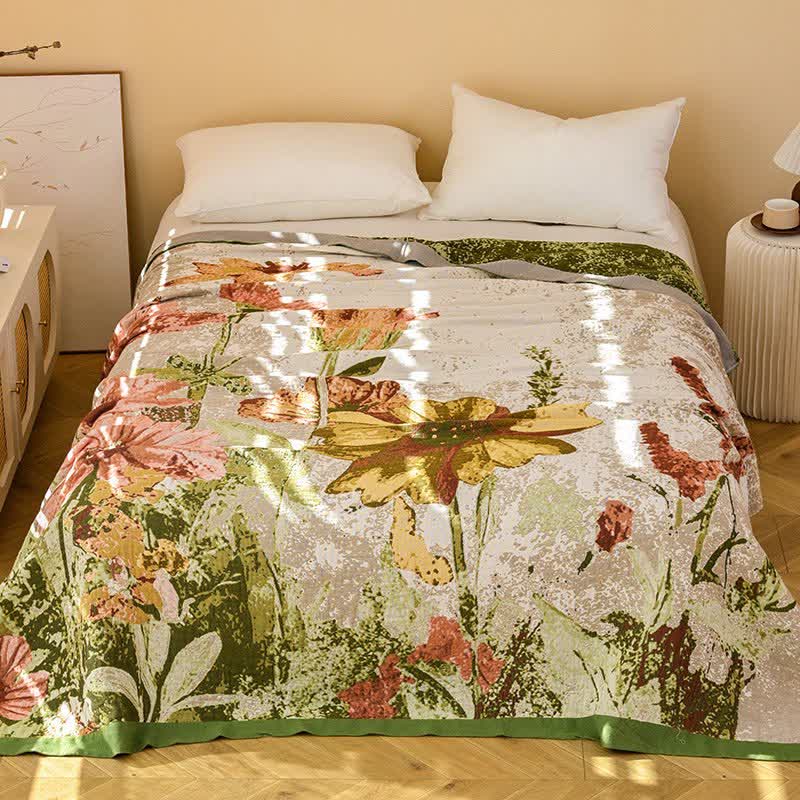 Ownkoti Impressionist Floral Jacquard Baumwollgaze-Steppdecke - image 1