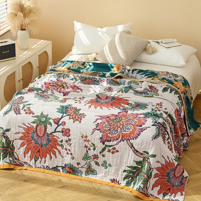 Ownkoti Retro Blooming Flower Baumwollgaze-Steppdecke - 230cm x 250cm - image 0