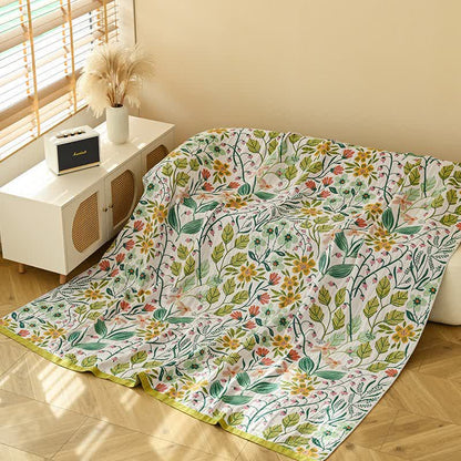 Ownkoti Baumwollgaze-Steppdecke mit grünem Blatt und Blumenmuster - image 3