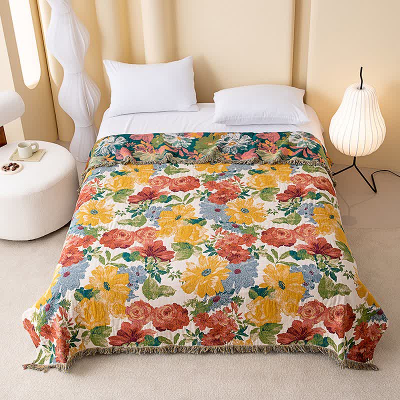 Ownkoti Luxuriöse florale Baumwollgaze-Quastendecke - 230cm x 250cm - image 0
