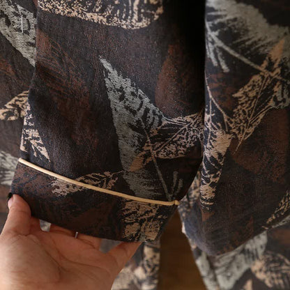 Loungewear aus Baumwollgaze mit künstlerischem Blattjacquardmuster - image 4