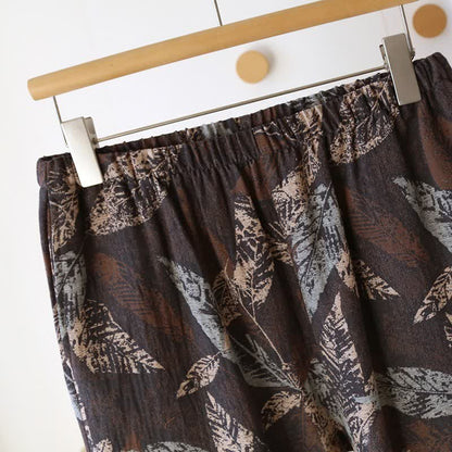 Loungewear aus Baumwollgaze mit künstlerischem Blattjacquardmuster - image 5