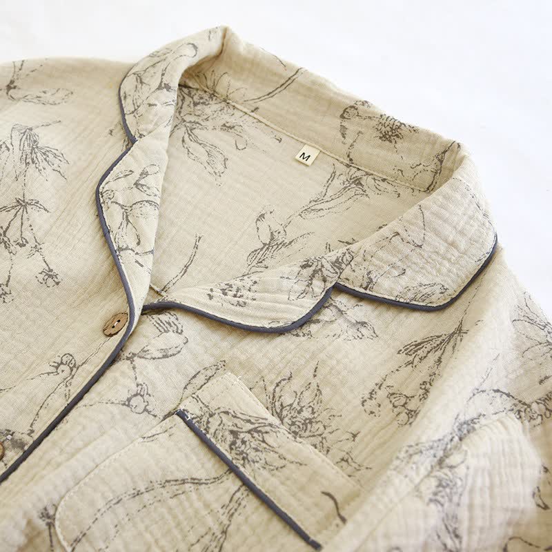 Elegantes Loungewear-Set aus Baumwolle mit Vintage-Blumenmuster - image 4