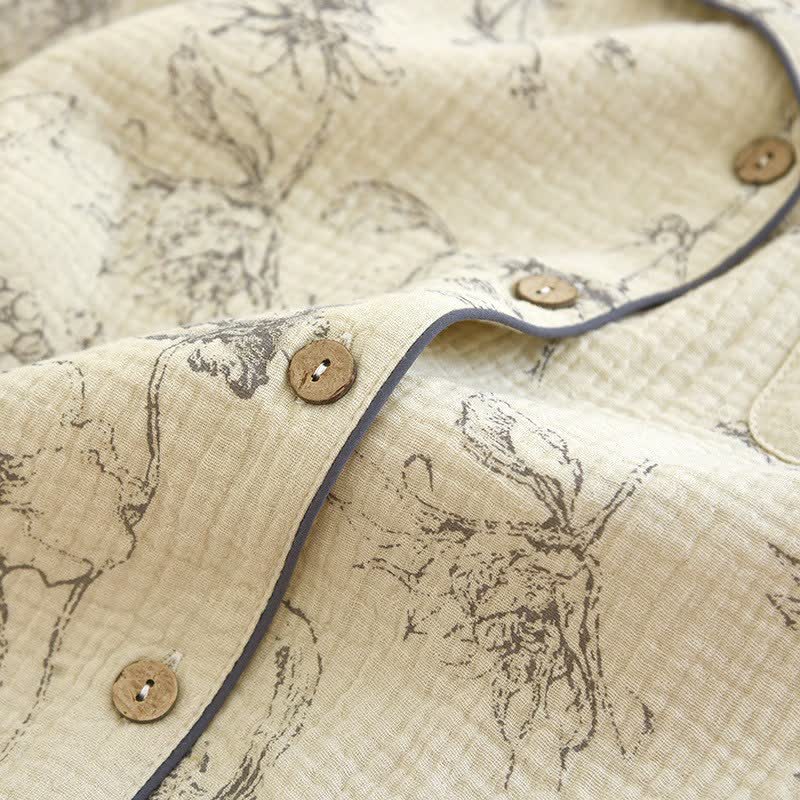 Elegantes Loungewear-Set aus Baumwolle mit Vintage-Blumenmuster - image 6