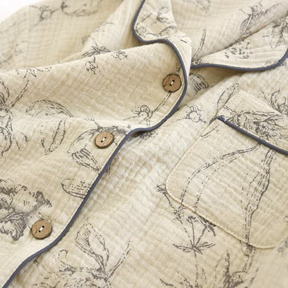 Elegantes Loungewear-Set aus Baumwolle mit Vintage-Blumenmuster - image 5
