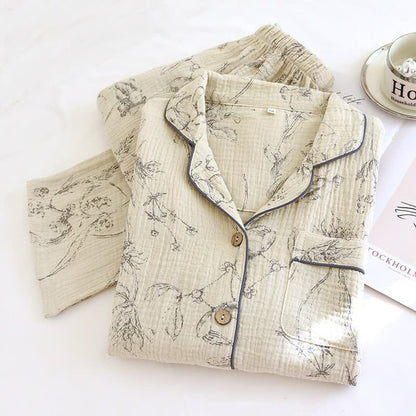 Elegantes Loungewear-Set aus Baumwolle mit Vintage-Blumenmuster - image 2