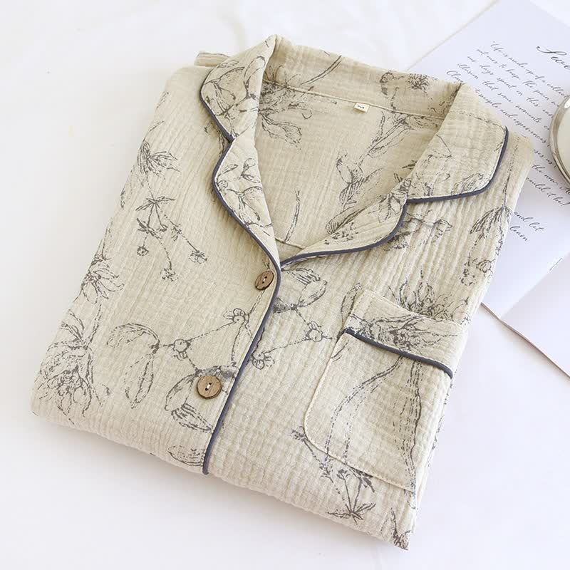 Elegantes Loungewear-Set aus Baumwolle mit Vintage-Blumenmuster - image 3