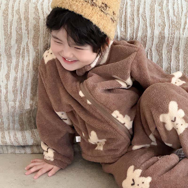 Kinder-Loungewear-Set mit Bärenmuster und Reißverschluss - image 2