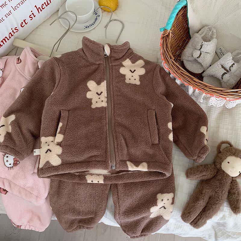 Kinder-Loungewear-Set mit Bärenmuster und Reißverschluss - image 4