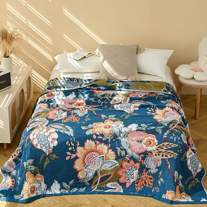 Traumhafter, floraler Quilt aus reiner Baumwollgaze - Blau - 230cm x 250cm - image 5