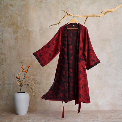 Kimono-Bademantel aus Ginkgo-Biloba-Baumwolle - Rot & Schwarz - 2XL - image 64