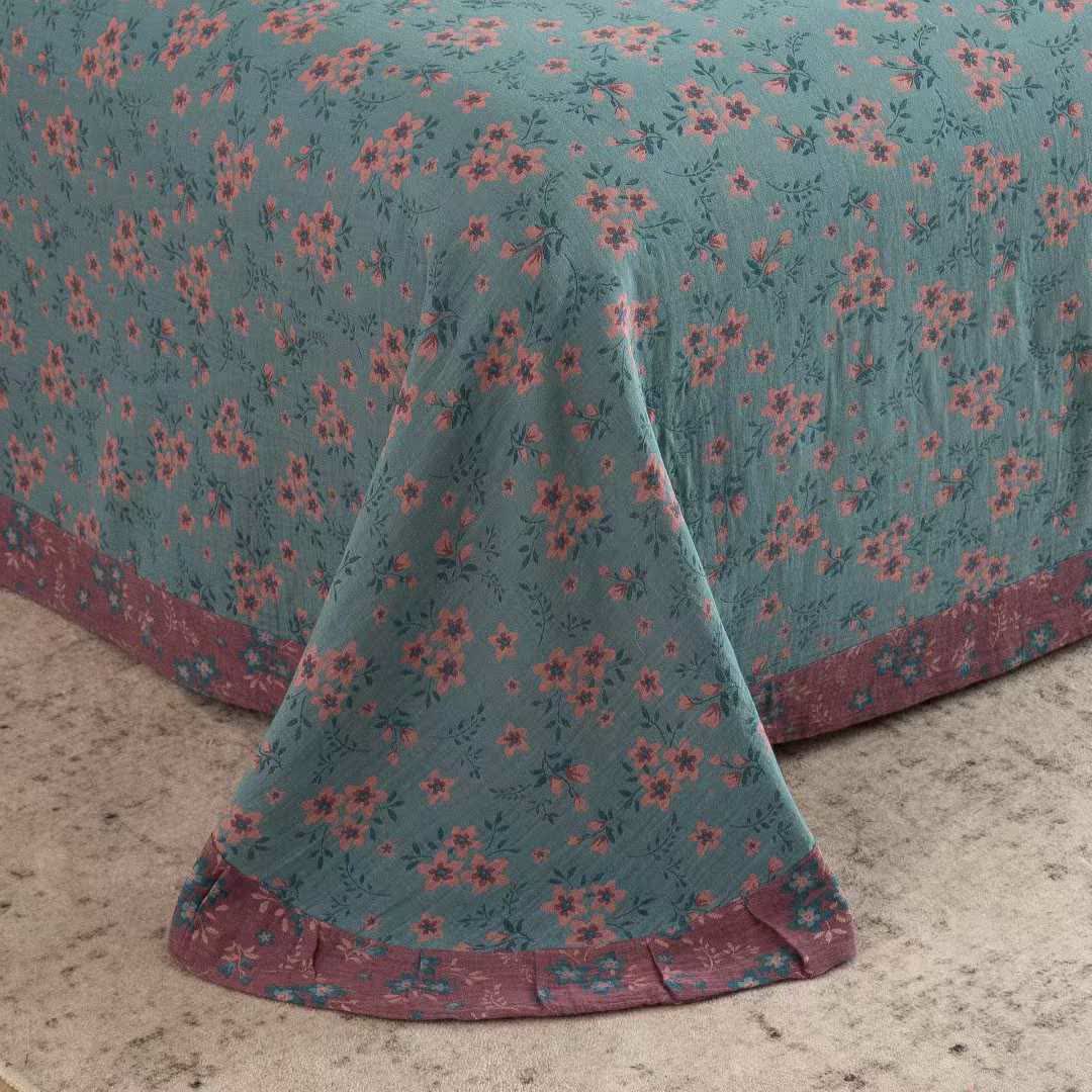 Rustikales Bettwäsche-Set aus Baumwolldoppelgaze mit Blumenmuster (4-teilig) - image 7