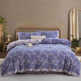 Elegantes Bettwäsche-Set aus Baumwolldoppelgaze mit Blumenmuster (4-teilig) - 220cm x 240cm - image 0