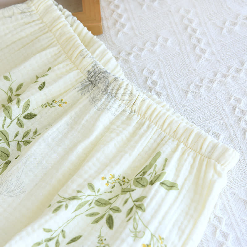Pyjama-Set aus Baumwolle mit Blätterprint, Trägertop und Baumwollunterwäsche - image 12