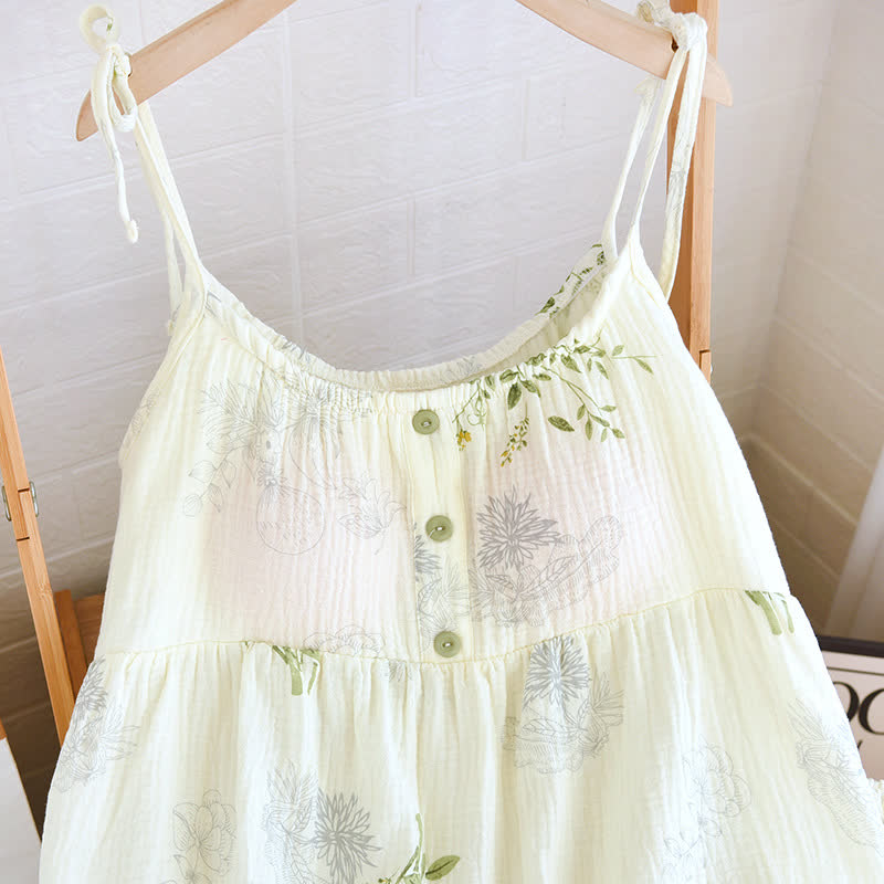 Pyjama-Set aus Baumwolle mit Blätterprint, Trägertop und Baumwollunterwäsche - image 4