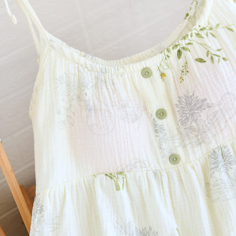 Pyjama-Set aus Baumwolle mit Blätterprint, Trägertop und Baumwollunterwäsche - image 5