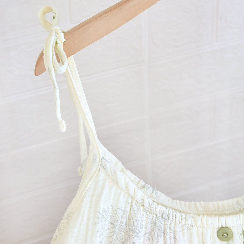 Pyjama-Set aus Baumwolle mit Blätterprint, Trägertop und Baumwollunterwäsche - image 9