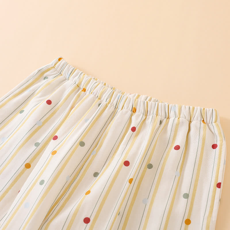 Gestreiftes Baumwoll-Pyjama-Set mit Polka-Dot-Top - image 6