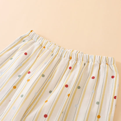 Gestreiftes Baumwoll-Pyjama-Set mit Polka-Dot-Top - image 6
