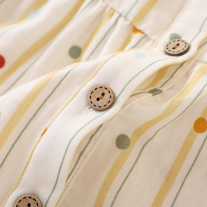 Gestreiftes Baumwoll-Pyjama-Set mit Polka-Dot-Top - image 5