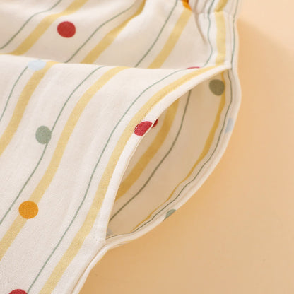 Gestreiftes Baumwoll-Pyjama-Set mit Polka-Dot-Top - image 8