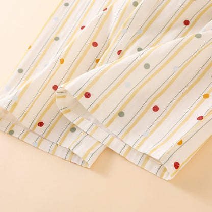 Gestreiftes Baumwoll-Pyjama-Set mit Polka-Dot-Top - image 7