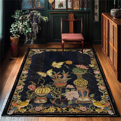 Vintage Faltbarer Teppich mit Blumen- und Vogelmotiven - 243cm x 304cm - image 0