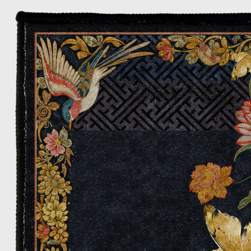 Vintage Faltbarer Teppich mit Blumen- und Vogelmotiven - image 7