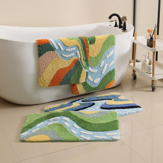 Rutschfeste Badematte im Bergfluss-Design - image 0