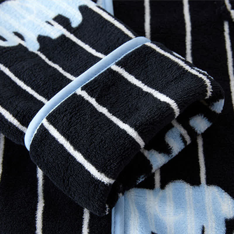 Gestreifter Elefanten-Bademantel mit Kapuze und Knöpfen - image 6