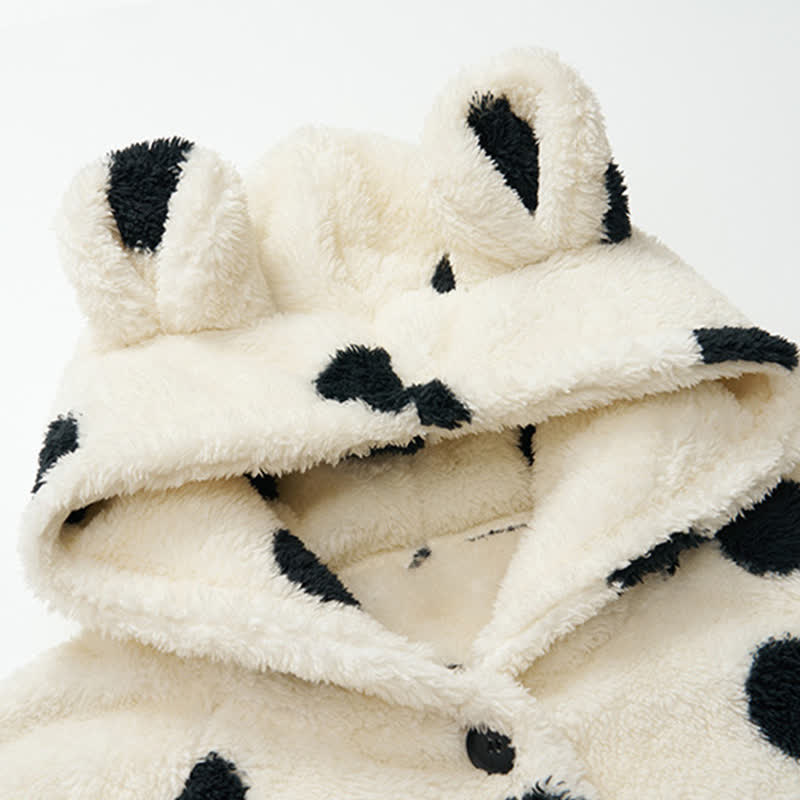 Polka Dot Kapuzen-Plüsch-Loungewear-Set - image 3
