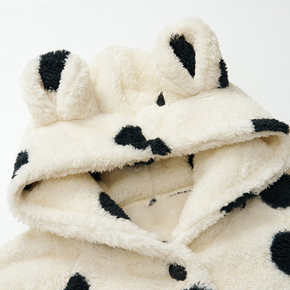 Polka Dot Kapuzen-Plüsch-Loungewear-Set - image 3