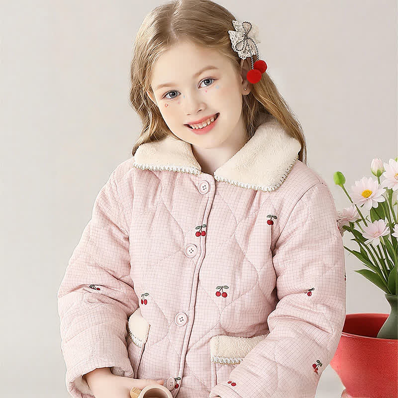 Gestepptes Loungewear-Set mit Kirschmuster für Kinder - image 4