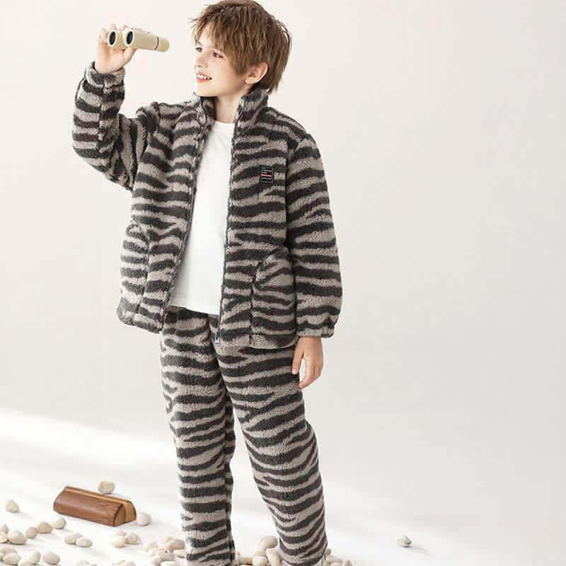 Kinder-Loungewear-Set mit Zebramuster und Reißverschluss - image 1
