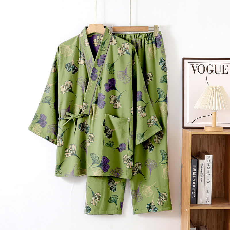 Kimono-Loungewear-Set aus Ginkgo-Baumwollgaze - image 48