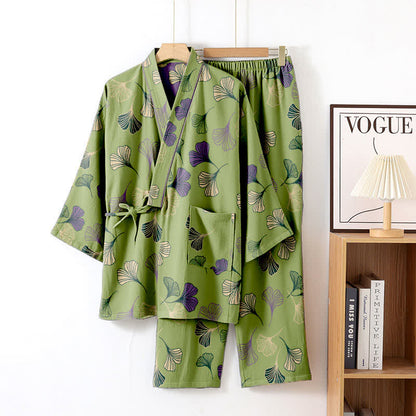 Kimono-Loungewear-Set aus Ginkgo-Baumwollgaze - image 48