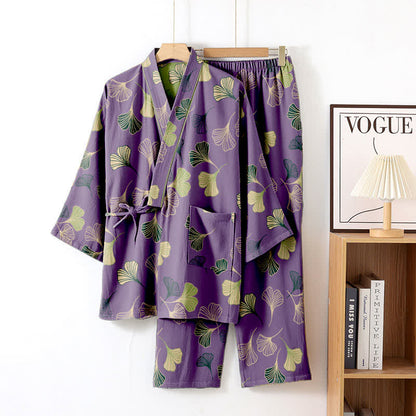 Kimono-Loungewear-Set aus Ginkgo-Baumwollgaze - image 42