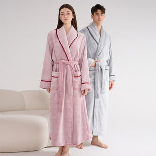 Unisex Plüschbademantel, einfarbig, warm - image 0