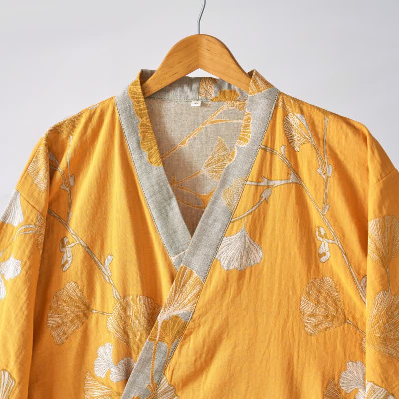 Kimono-Bademantel aus Baumwollgaze und Ginkgo - image 52