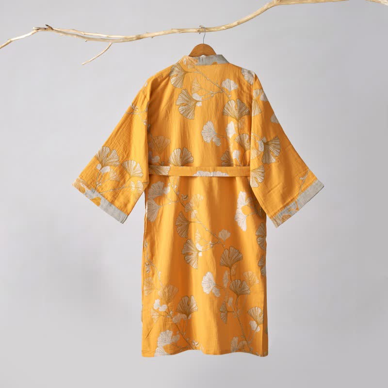 Kimono-Bademantel aus Baumwollgaze und Ginkgo - image 50
